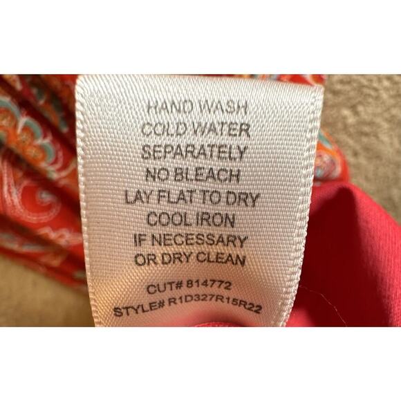 Red Paisley Floral Print Off-Shoulder Boho Chic Bohemian Tiered Maxi Dress Sz 6 - Picture 12 of 16